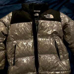 North Face Metallic And Black Kids Coat Size 14-16